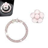 Yekoaru Push to Start Button Cover and Car Engine Start Stop Decoration Ring, Resin Flower Push Start Button Cover, Crystal Car Accessories for Women (Pink)