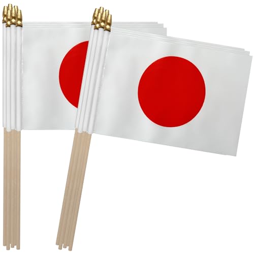 TSMD Japan Stick Flag Japanese Small Mini Hand Held Flags 5x8 Inch 12 Pack