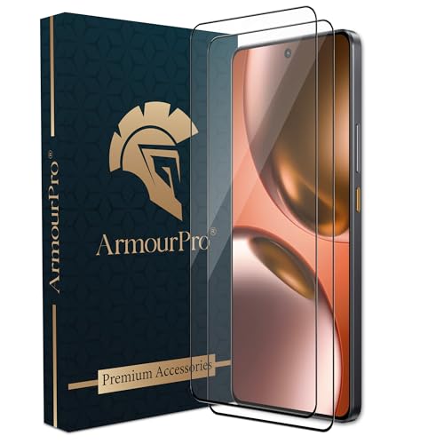 Image of ArmourPro Military Grade Gorilla Tempered Glass Compatible For Realme GT 7T (6.8 Inch) With Easy Installation Kit for Smartphone| Edge To Edge Coverage | Black, Pack of 2