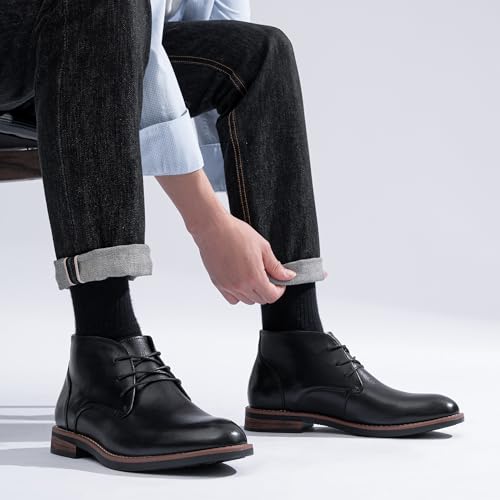 Jousen Men Chukka Boots Premium Leather Black Boots3