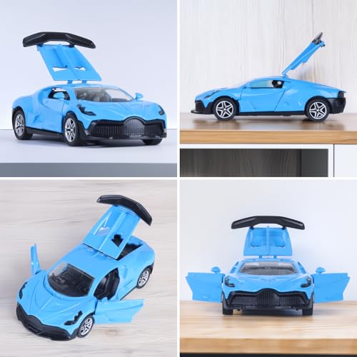 Image of Metal Die-Cast Sports Car | 1:37 Scale | Collectible Model | Durable Metal Body | Miniature Toy Vehicle | Classic Bug Design | Blue