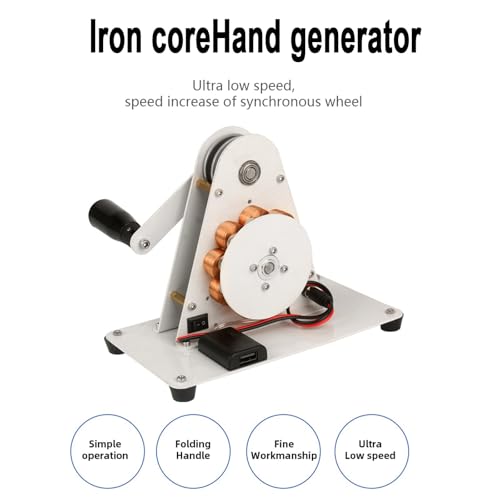 Generatore a manovella - Generatore manuale con maniglia pieghevole, porta di ricarica USB, giocattolo scientifico ideale per la fisica o ornamento per la scrivania di ca,