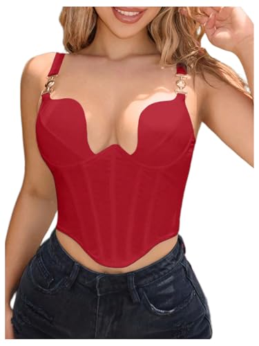 SHENHE Women's Sexy Deep V Underwire Boned Push Up Corset