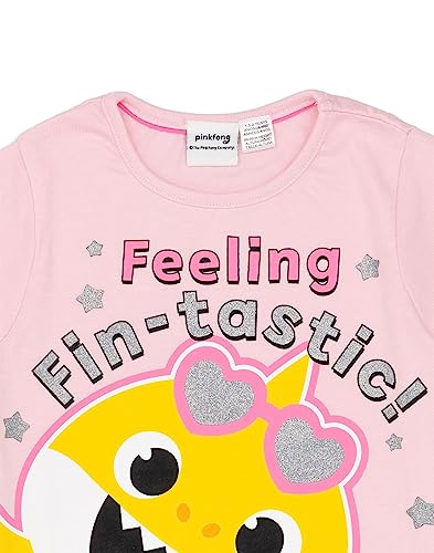 Baby Shark Girls Pajama Set | Kids Pink T-Shirt & Shorts PJs Loungewear | Feeling Fin-tastic Pajama Nightwear Gift Set4