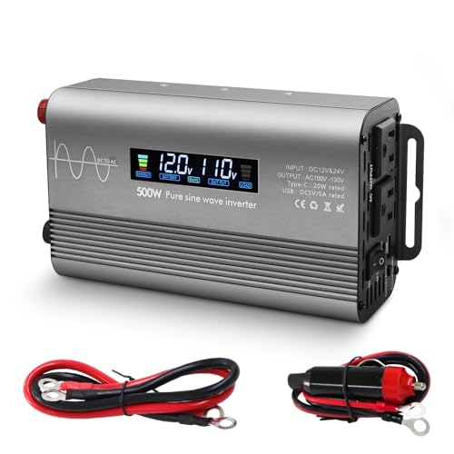 LYZGDBU 500W Pure Sine Wave Power Inverter 12V/24V to 110V AC