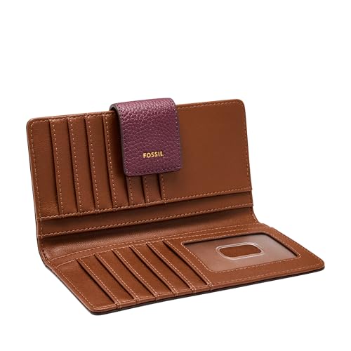 Image of Fossil Women's Logan Leather Wallet RFID Blocking Tab Clutch