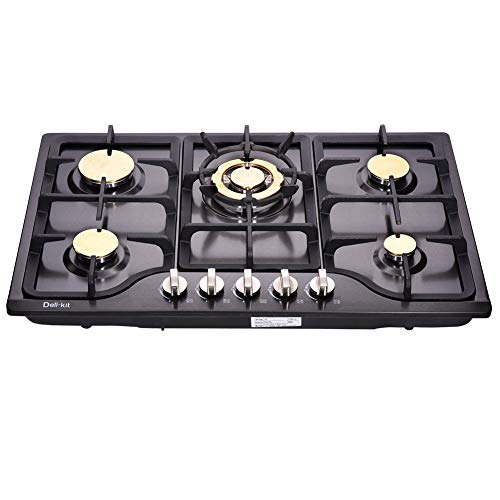 Deli-kit 30 inch Gas Cooktops DK257B-C01 LPG/NG Dual Fuel Gas Cooktop 5 Sealed Brass Burner Gas Hob Gas Stove - Thumbnail 4