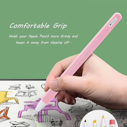 Image of Silicone Case for Apple Pencil Pro & Apple Pencil 2nd Generation, Light Pen Skin Cover Sleeve Accessories Soft Protective iPad Pencil Grip Holder with 2 Nib Covers, White