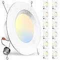 BBOUNDER 12 Pack 5/6 Inch LED Retrofit Recessed Lighting, Selectable 5CCT, Baffle Trim Can Lights, Dimmable, 12.5W=100W, 950 LM, 2700K/3000K/4000K/5000K/6000K Adjustable, Dimmable Recessed Lighting
