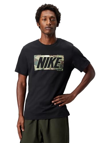 Nike Men's Sportswear T-Shirt Block Camo, Black, Large