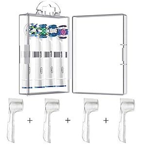 4 Packs Hygiënische Beschermhoes + 1 Elektrische Tandenborstelkoppen Opbergkoffer voor Orale B Tandenborstelkoppen