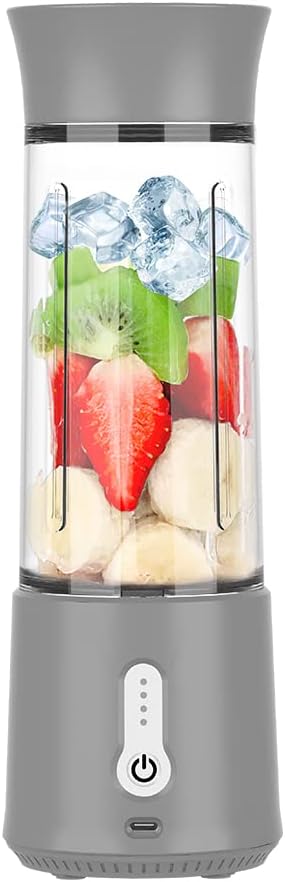 Portable Blender for Shakes and Smoothies, USB Rechargeable Personal, Mini Blender with a 500ML, Strong Stainless-Steel Blades, and Powerful Motor, For Travel, Camping, Gym (Grey)