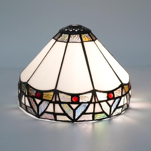 Pantalla de repuesto for lámpara Tiffany, pequeña pantalla de techo de vitral de 8 pulgadas, estilo romano vintage Art Déco for lámparas de mesa y colgantes.