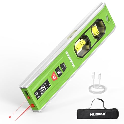 3-in-1 Wasserwaage, Laserwasserwaage Und 20M Laser-Entfernungsmesser, Huepar 23CM Torpedo-Wasserwaage magnetisch, horizontale Blase mit Licht, wiederaufladbare Batterie im Lieferumfang enthalten