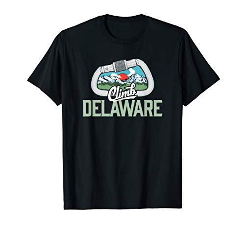 Climb Delaware Retro Rock Climbing Carabiner T-Shirt