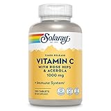 Solaray Vitamin C w/Rose Hips & Acerola | 1000mg | Two-Stage Timed-Release Healthy Immune Function,...