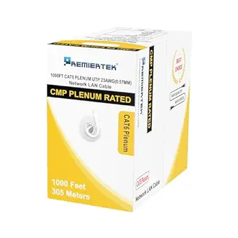 PREMIERTEK 23AWG 0.57mm CCA CAT6 UTP 1000FT Plenum CMP Cable WHITE