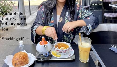 Metallic Gold Silicone Bangle Bracelet Set - 9 Pack Soft Touch Stretch Bracelets for Women - Hypoallergenic Lightweight Accessories for Gym, Office & Everyday Wear3