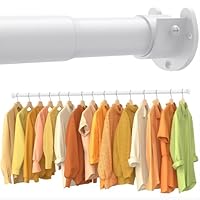 Closet Rods for Hanging Clothes, No-Cut Stepless Adjustable Closet Rod, 1.3 Inch Heavy Duty Metal Closet Hanging Rod with Brackets, Closet Bar for Closet, RV, Wardrobes