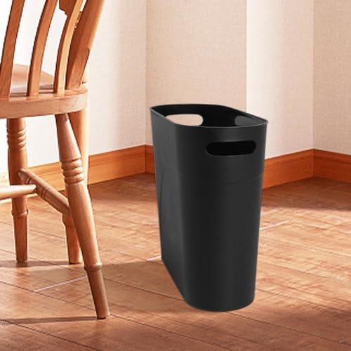 Image of 2 Pack 3.2 Gallon Plastic Trash Cans for Bathroom, Small Waste Bins with Handles, Compact Garbage Containers for Narrow Spaces, Recycle Wastebaskets for Office, Kitchen, Bedroom, Living Room (black)