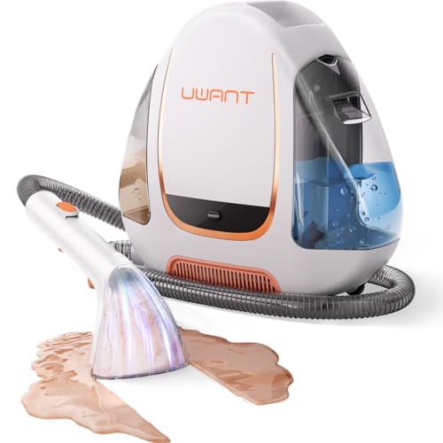 UWANT カーペットクリーナー 絨毯クリーナー 12Kpaの強力吸引力 大容量水タンク 自動洗浄 ソファー洗浄機 スチームクリーナー 車内用掃除機 乾湿両用掃除機 | カーペット ソファー 車シート 布 B100-S 白と茶色の画像