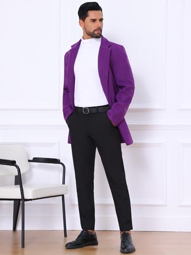 Image of Lars Amadeus Men's Trench Coat Notch Lapel Single Breasted Classic Long Pea Coats Overcoat