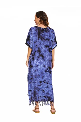 Image of Beautybatik Women Hippie Tie Dye Caftan Kaftan Loungewear Maxi Plus Size Long Dress XL to 4X