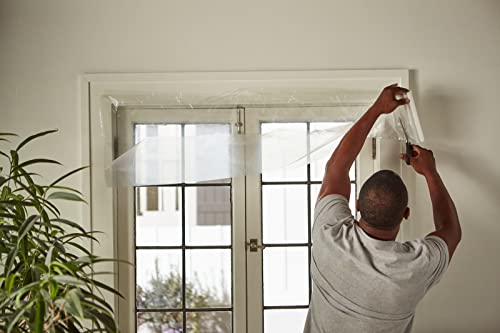 Image of Duck MAX Strength Window Insulation Kit, Winter Window Seal Kit Fits up to 5 Windows, Heavy Duty Shrink Film Cuts to Size for Easy Indoor Installation, Window Tape Included,62 in. x 210 in., Clear