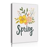 春の花のキャンバスウォールアート明るい自由奔放に生きるデザインキャンバスプリントリビングルームフレーム絵画ポスターホームオフィス壁装飾写真85x120cmインナーフレーム