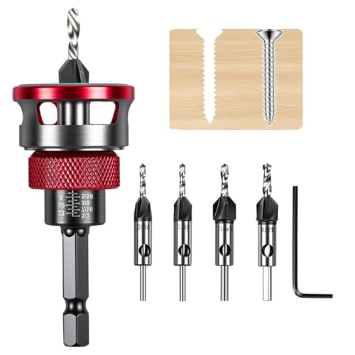 6-tlg. Kegelsenker Bohrer Se 1/4 Sechskant-Schaft einstellbare Senkbohrer für präzise Holz-Bohrungen (2 8-4 0 mm)