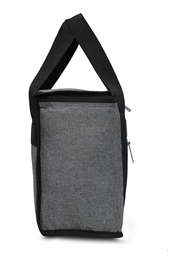 Image of Sfane Insulated Lunch Bag - Compact, Easy Wash, Smooth Zipper & Lightweight - Tote Bag & Container, Tiffin Bag for Men, Women, Adults (Black & Grey)