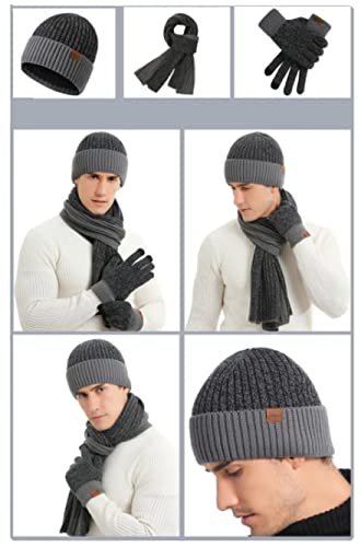 Conjunto de invierno GFM de gorro bufanda y guantes grises para hombre 2