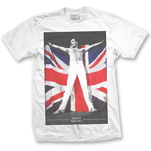 Bravado Men's Freddie Mercury Freddie Flag T-Shirt, White, X-Large