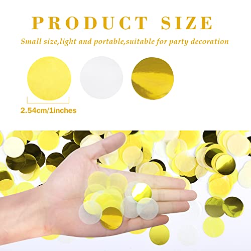 Image of VCOSTORE 1 Inch Tissue Paper Confetti Circles,1.76oz Round Paper Table Confetti Circle Dots, Suitable for Birthday Wedding Party Decoration and Baby Shower decorations,Gold and Yellow,5000 Pieces