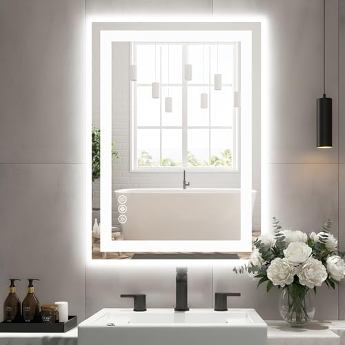 Sweetcrispy 24'x32' Smart Anti-Fog LED Bathroom Mirror with Lights and Front Light & Backlit, 3...