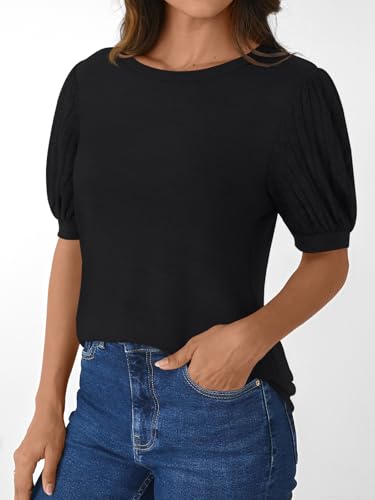 LILLUSORY Womens 2025 Summer Sweater Top Short Sleeve Blouses Dressy Casual Shirts Business Tops Cute Vacation Tunic3