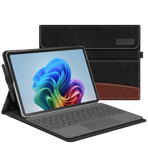 Fintie (�t�B���e�B�[) �P�[�X Microsoft Surface Pro 12�C���` ��1��(2025)�p ���p�x�̎����|�[�g�t�H���I �r�W�l�X�J�o�[ �|�P�b�g&�X�^�C���X�z���_�[�t�� �^�C�v�J�o�[�L�[�{�[�h�ɑΉ� (�u���b�N/�u���E��)