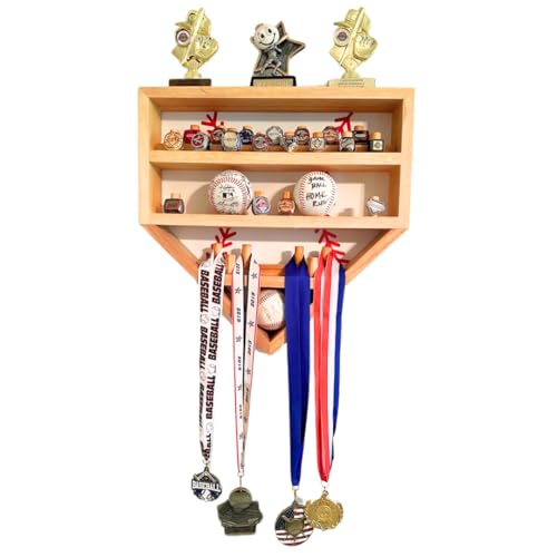 Baseball Championship Ring Display Case – Fully Customizable Baseball Ring Holder with 39 Removable Pegs & 3 Shelves – Gifts for Kids – Designed in The U.S.