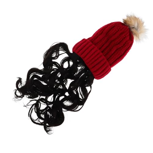 Bonnet chaud avec fausse chevelure pour fêtes de Noël et Nouvel an