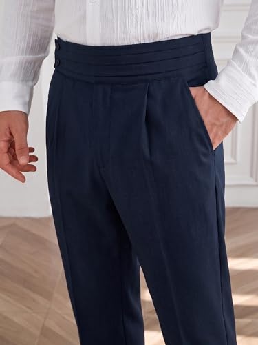 Image of TOPLOT Men's Cotton Casual Trouser | Elegant Pleated Front with Dual-Button Waistband | Comfortable Stretch Elasticity for Easy Movement | Tapered Ankle Finish | Casual & Office Wear (5277)