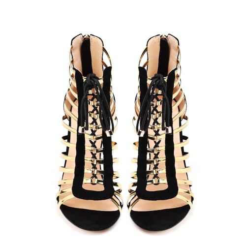 High Heels for Women Lace Up Stiletto Heeled Sandals Peep Toe Strappy Dress Shoes Summer Party Pumps Zipper4