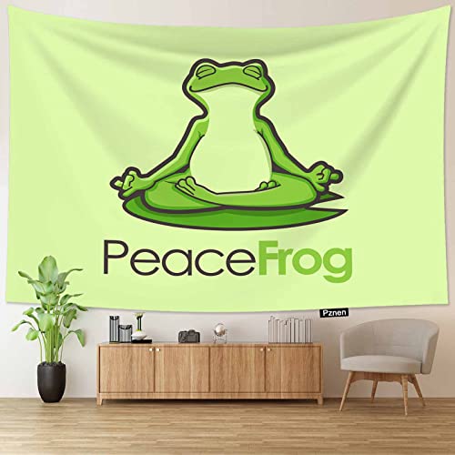 Pznen Tapiz de rana verde para hacer yoga, ejercicio, para dormitorio, estético, 80 x 60 pulgadas