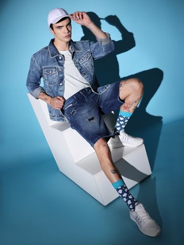Image of The Indian Garage Co Men Regular Fit Solid Mid-Rise Denim Shorts