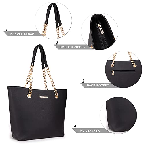 Image of Handbags for Women Chain Shoulder Vegan Leather Tote Bag Top Handle Handbag