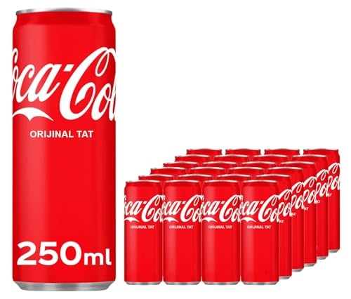 Coca_Cola Original Taste Pack of 24 x 250ml Cans, Sparkling Soft Drink/Great Coke Taste/Classic Original Coke