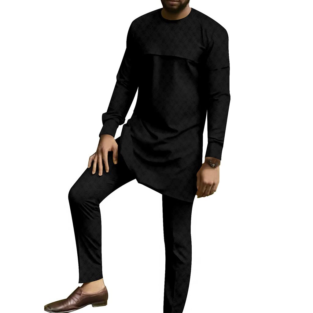 Combinaison homme ethnique ensemble africain dashiki vêtements noirs manches longues