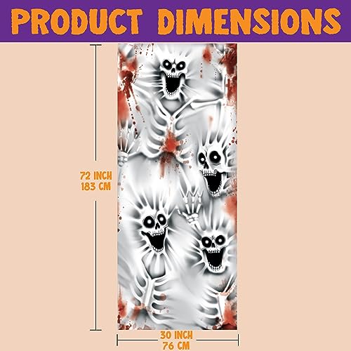 Image of JOYIN 30 inchx72 inch Halloween Door Cover Decorations Indoor Creepy Skeleton, Haunted House Stickers Party Supplies Favors Garage Window Wall