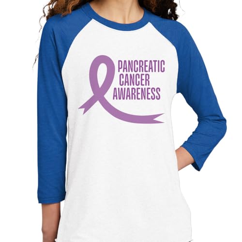 Camiseta de béisbol de manga raglán tres cuartos Pancreatic Cancer Awareness unisex miniatura 2