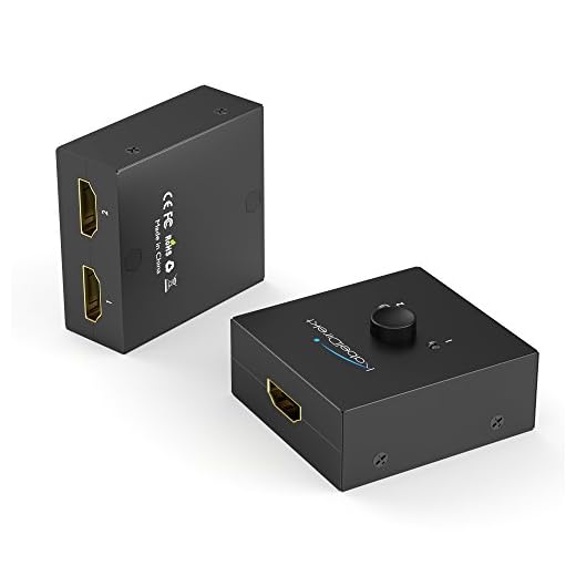 KabelDirekt – dubbelriktad HDMI-växel/-splitter (full HD 1080p, 4K Ultra HD, 2160p, 3D, CEC, HEC, djup färg)