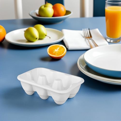 Bandeja de Huevos de Cerámica para Nevera con 6 Compartimentos de Color Claro 5